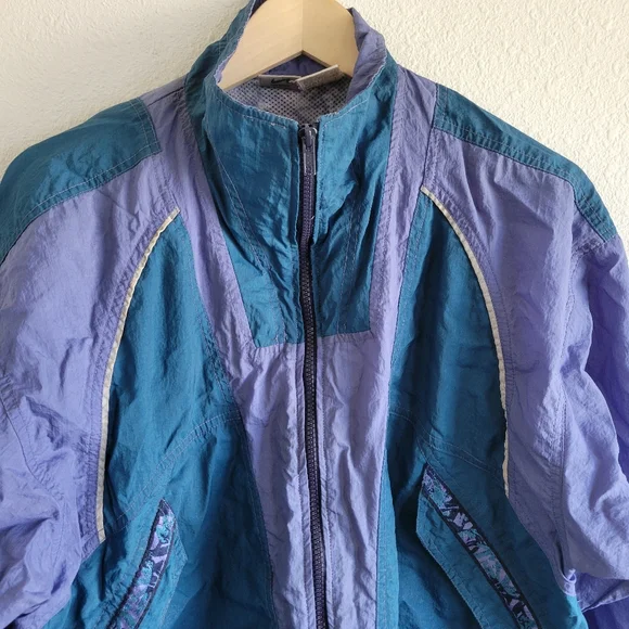 Vintage Nike Air Colorblock Purple Green Windbreaker Jacket Size Medium - Picture 2 of 8